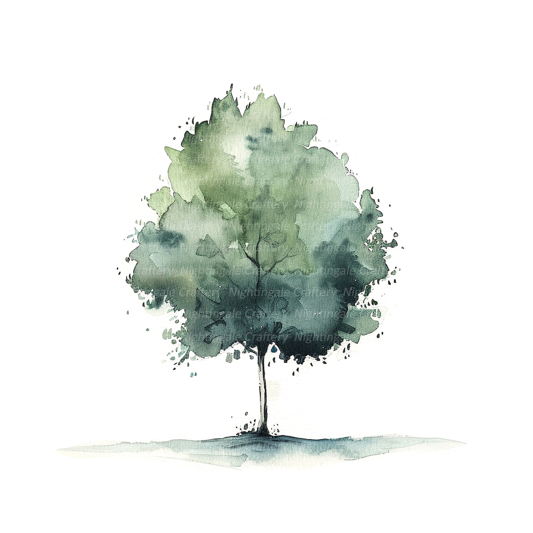 10 Minimalistic Tree Clipart, Simple Tree, Printable Watercolor Clipart ...