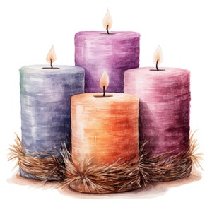 10 Rustic Candles Clipart, Candle Clipart, Printable Watercolor Clipart ...