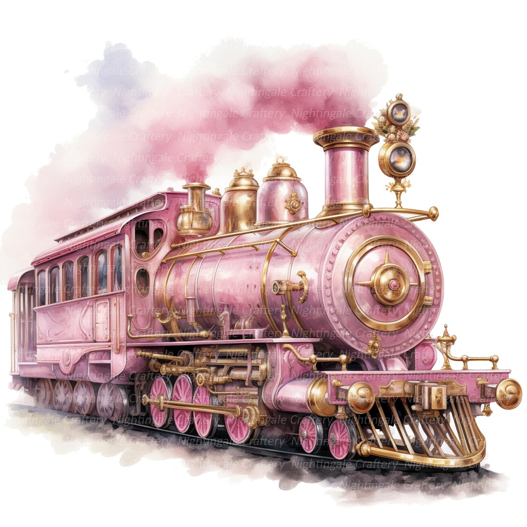 Train Princess 11 Princess Train Clipart, Vintage Steam Train, Printable Watercolor ...