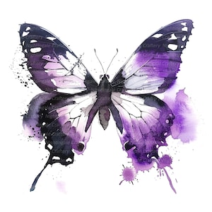 10 lila Schmetterling Clipart, Aquarell Schmetterling, druckbare Aquarell Clipart, hochwertige JPG, digitaler Download, Papiermodell, Journaling