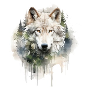 Wolf Clipart Set 2, Printable Watercolor clipart, 10 High Quality JPGs, Digital download, High resolution, Paper crafts, junk journals