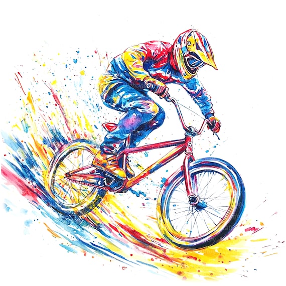 7 BMX Clipart, BMX Race, Bmx Sublimation, Printable Watercolor