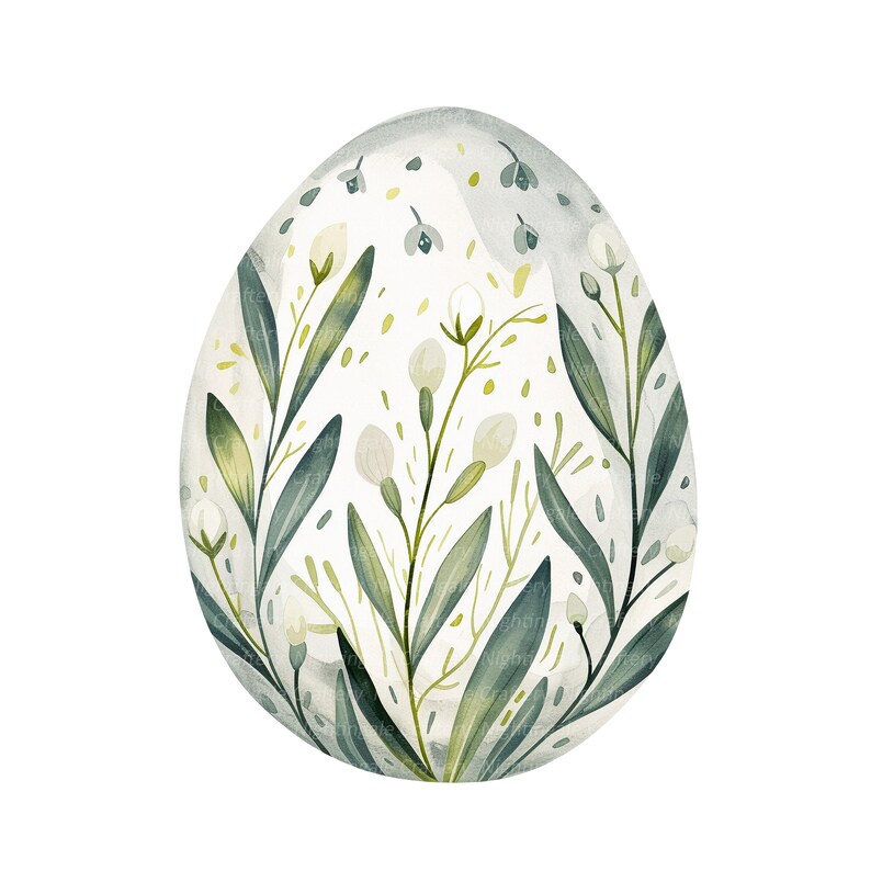 10 Floral Easter Egg Clipart, Easter Clipart, Printable Watercolor ...