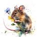 8 Mouse With Flower Clipart, Printable Watercolor Clipart, High Quality ...
