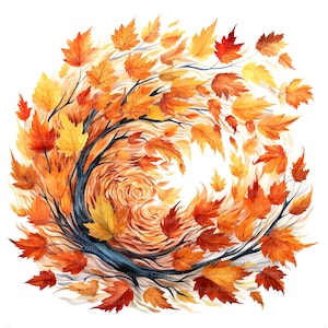 12 clipart abstrato de folhas de outono, folhas de outono, clipart em aquarela para impressão, JPG de alta qualidade, download digital, artesanato em papel, diário de lixo eletrônico