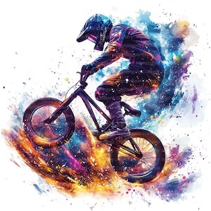 12 BMX-clipart, BMX-race, abstracte bmx-fiets, afdrukbare aquarel clipart, hoge kwaliteit JPG/PNG's, digitale download, Papercraft, tijdschriften