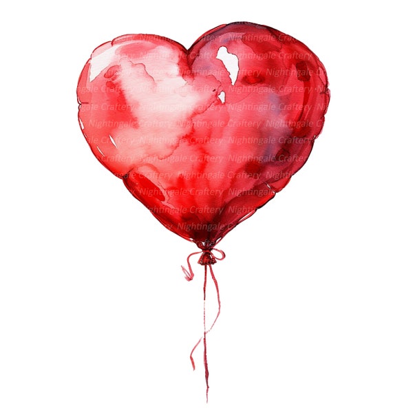 16 Valentinstag Luftballons Clipart, herzförmige Ballons, druckbare Aquarell Clipart, hochwertige JPGs, digitaler Download, Papierhandwerk