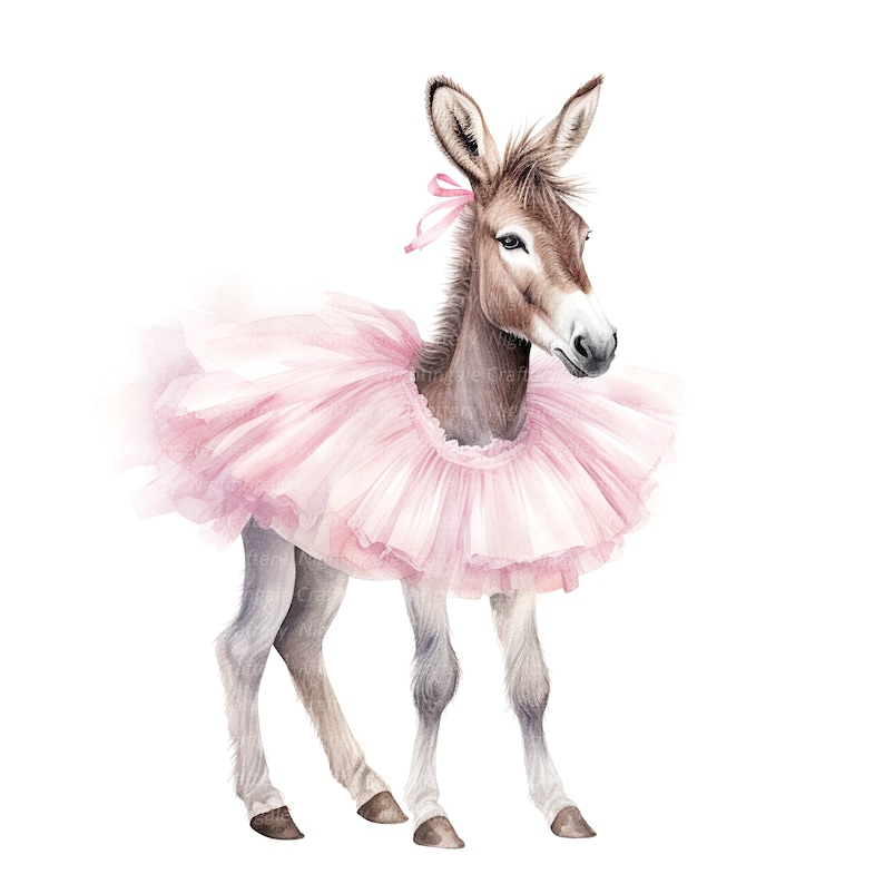 Pink Denkat 12 Donkey Ballerina Clipart, Funny Donkey, Printable Watercolor Clipart ...