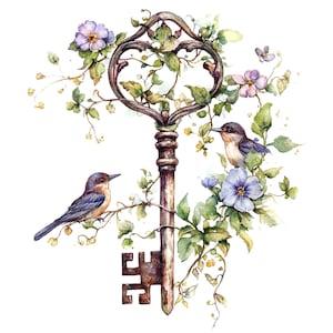10 imágenes prediseñadas de flores, imágenes prediseñadas de pájaros florales, imágenes prediseñadas digitales, imágenes prediseñadas de acuarela, archivos JPG de alta calidad, imágenes prediseñadas imprimibles, descarga digital