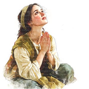 12 Clipart di donne bibliche che pregano, preghiere, clipart acquerello stampabili, JPG/PNG di alta qualità, download digitale, artigianato di carta, diario spazzatura