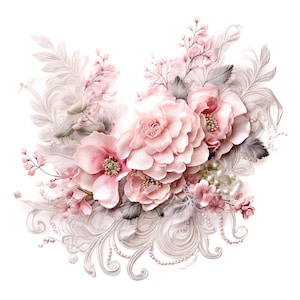 10 Vintage Floral Lace Clipart, Flowers Lace, Printable Watercolor ...