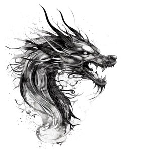 10 Abstract Dragon Tattoo Clipart, Dragon Head, Printable Watercolor clipart, High Quality JPGs, Digital download, Paper craft, junk journal