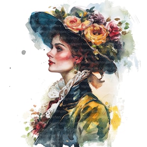 13 Victorian Lady Clipart, Victorian Woman, Printable Watercolor clipart, High Quality JPGs, Digital download, Paper craft, junk journal
