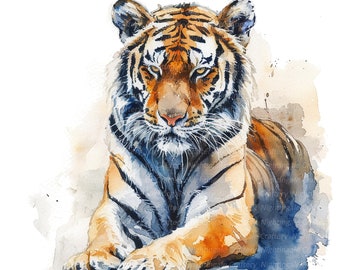 10 Tiger Clipart, Watercolor Tiger, Printable Watercolor clipart, High Quality PNGs, Digital download, High resolution, Paper crafts