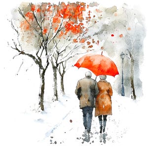9 älteres Paar Clipart, älteres Paar Clipart, druckbare Aquarell Clipart, hochwertige JPGs, digitaler Download, Papiermodell, Journal
