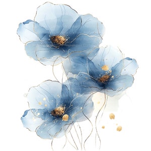 10 abstrakte Blumen Clipart 2, Blumen drucken, druckbare Aquarell Clipart, hochwertige PNGs, digitaler Download, Papiermodell, Junk Journals