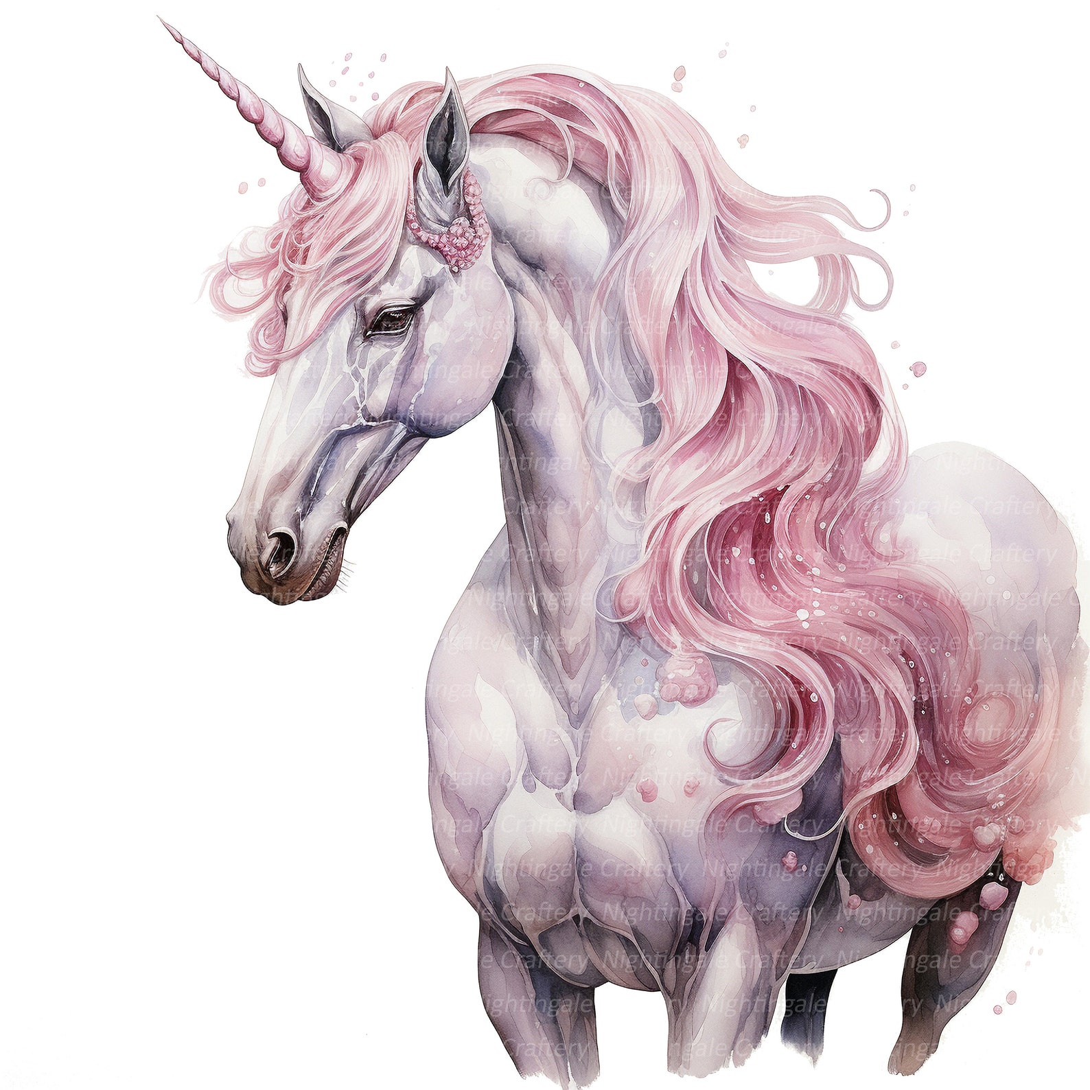12 Pink Unicorn Clipart, Fairy Unicorn, Printable Watercolor Clipart ...