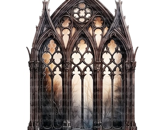 12 Gothic Window Clipart, Antique Window, Old Window, Printable Watercolor clipart, High Quality JPGs, Digital download, Paper craft