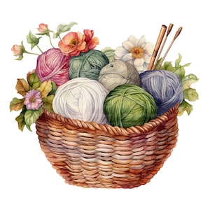 12 Stricken Korb Clipart, Stricken Clipart, druckbare Aquarell Clipart, hochwertige JPGs, digitaler Download, Papiermodell, Junk Journals