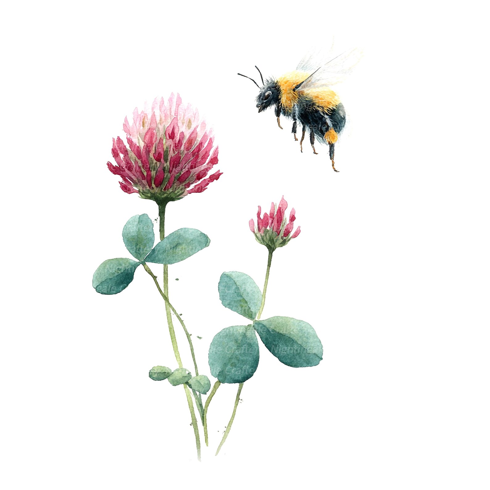 16 Bees in Flowers Clipart, Floral Bee Clipart, Printable Watercolor ...