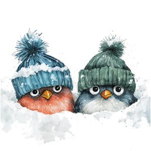 10 imágenes prediseñadas de pájaros gruñones, pájaros divertidos en invierno, imágenes prediseñadas digitales, imágenes prediseñadas de acuarela, archivos JPG de alta calidad, imágenes prediseñadas imprimibles, descarga digital