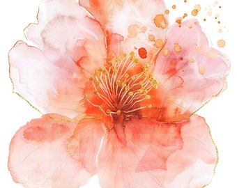 12 clipart astratte di fiori rosa pesca, clipart ad acquerello stampabili, JPG di alta qualità, download digitale, lavori di cartoleria, junk journal