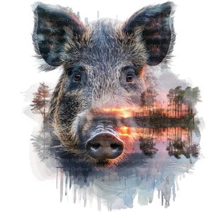 10 oeuvres d'art murales de sanglier, photo de sanglier, art mural imprimable, PNG de haute qualité, téléchargement numérique, haute résolution, conception de T-shirt, sublimation