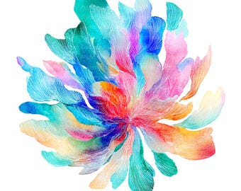 8 imágenes prediseñadas de flores abstractas mixtas, arte floral, imágenes prediseñadas de acuarela imprimibles, JPG de alta calidad, descarga digital, manualidades con papel, diarios