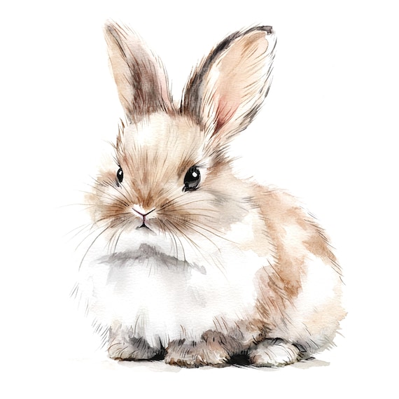 ふわふわうさぎのクリップアート12点、ウサギのクリップアート、印刷