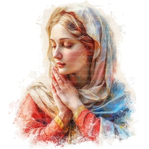12 Maagd Maria Clipart, Moeder Maria Clipart, Afdrukbare aquarel clipart, Hoge kwaliteit PNG's, Digitale download, Papercraft, Ongewenste tijdschriften
