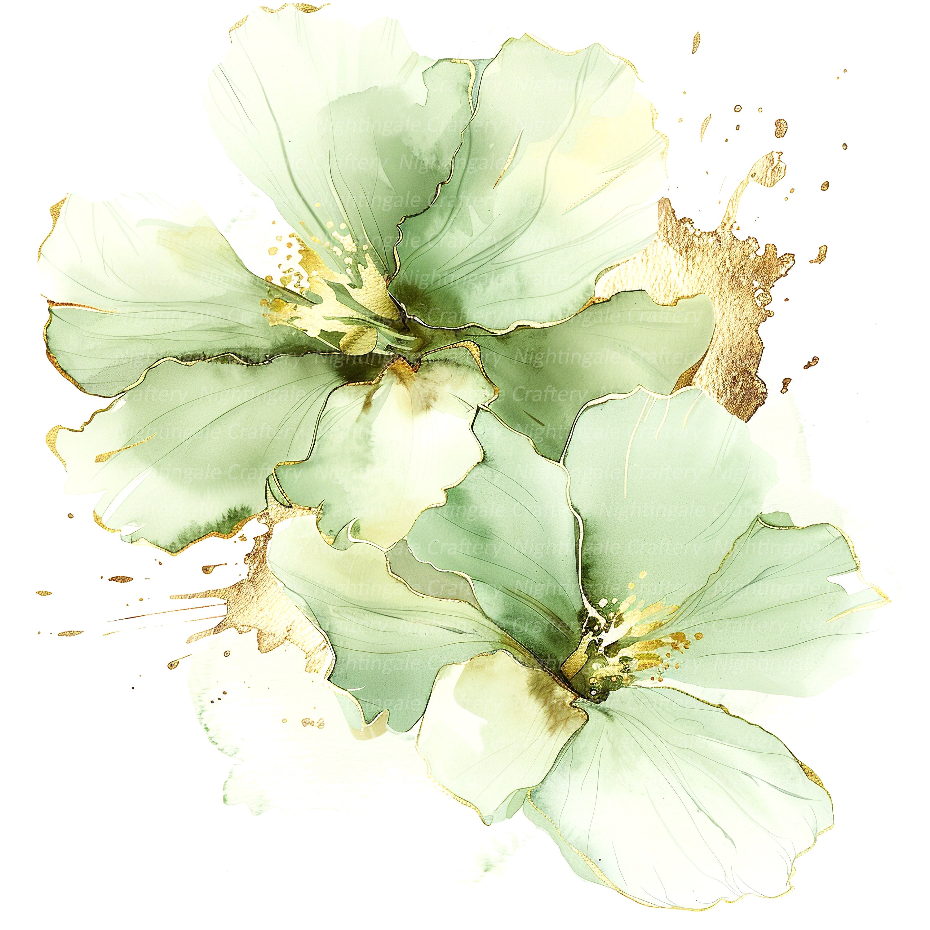 油絵アート（green flower） Green_Spider_Mum_Flower_Oil_pa