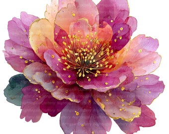 9 clipart di fiori astratti, fiori rosa scuro, clipart ad acquerello stampabili, JPG di alta qualità, download digitale, lavori di carta, diari