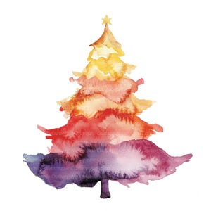 12 Watercolor Christmas Trees Clipart, Christmas card, Printable clipart, High Quality JPGs, Digital download, Paper craft, journals
