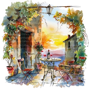 12 Italiaanse terras clipart, Toscane terras, afdrukbare aquarel clipart, hoge kwaliteit jpg's, digitale download, Paper Craft, ongewenste tijdschriften