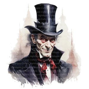 10 Imágenes Prediseñadas de Drácula, Imágenes Prediseñadas de vampiro, Imágenes Prediseñadas de acuarela imprimibles, JPG de alta calidad, Descarga digital, Artesanía de papel, diarios basura
