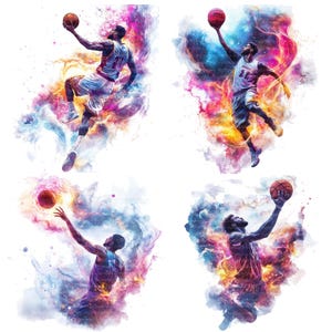 13 Clipart de basket-ball, art mural de basket-ball, clipart aquarelle imprimable, PNG de haute qualité, téléchargement numérique, créations en papier, journal, affiche