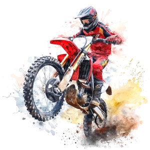 12 Dirt Bike Clipart, Motocross Clipart, Motorcycle, Printable Watercolor clipart, High Quality PNGs, Digital download, Paper craft, journal image 4
