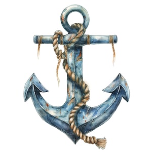 8 Nautical Anchor Clipart, Ship Anchor Clipart, Digital Clipart, Watercolor clipart, Printable clipart, Digital download, Paper craft