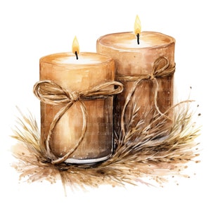 10 Rustic Candles Clipart, Candle Clipart, Printable Watercolor Clipart ...