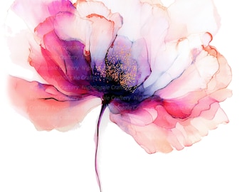 10 verschiedene abstrakte Blumen Clipart, Florals, druckbare Aquarell Clipart, hochwertige JPGs, digitaler Download, Papiermodell, Junk Journals
