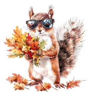 10 cliparts écureuil mignon, automne clipart, clipart aquarelle imprimable, fichiers JPG de haute qualité, téléchargement numérique, haute résolution, créations en papier