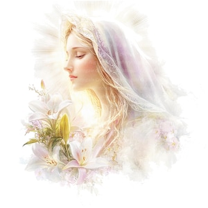 10 imágenes prediseñadas de la Virgen María, imágenes prediseñadas de tarjeta de Pascua, imágenes prediseñadas de acuarela imprimibles, archivos JPG de alta calidad, descarga digital, manualidades de papel, diarios basura