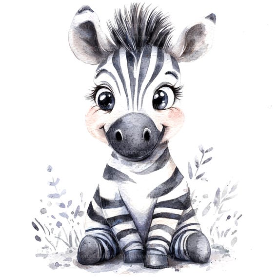 絵画 BABY BABY Zebra Watercolor Clipart Nursery Decor Baby Zebra Watercolor