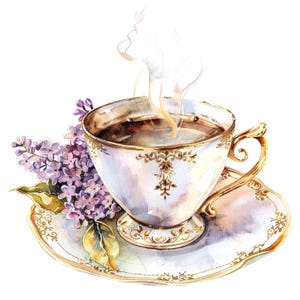12 Tazza da caffè, Tazza da tè Clipart, Tazza vintage, Clipart acquerello stampabile, JPG di alta qualità, Download digitale, Artigianato di carta, creazione di biglietti