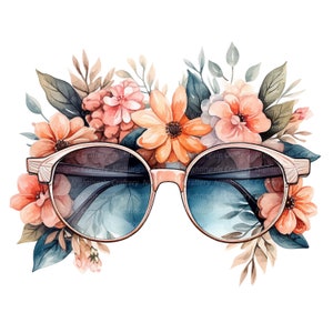 10 Vintage Floral Sunglasses Clipart, Floral Glasses, Printable ...