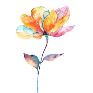 Conjunto de 2 cliparts de 10 flores diversas, estampa de flores, clipart em aquarela para impressão, JPG de alta qualidade, download digital, artesanato em papel, diário de recortes