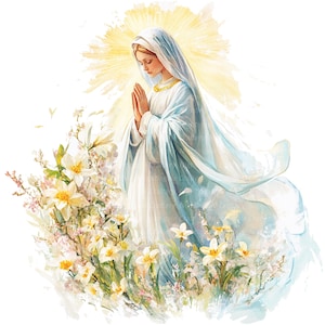 12 Vierge Marie Clipart 2, Clipart Mère Marie, clipart aquarelle imprimable, PNG de haute qualité, téléchargement numérique, créations en papier, journaux indésirables