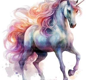 12 Cartoon Unicorn Clipart, Fantasy Unicorn, Printable Watercolor clipart, High Quality JPG/PNGs, Digital download, Paper craft junk journal