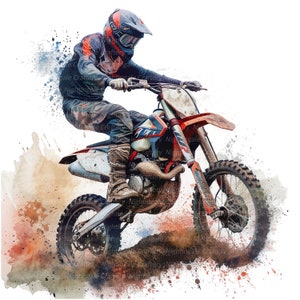 12 Dirt Bike Clipart, Motocross Clipart, Motorcycle, Printable Watercolor clipart, High Quality PNGs, Digital download, Paper craft, journal image 5