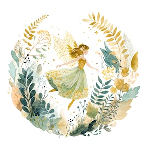 10 Forest Fairy illustratie, Fairy clipart, afdrukbare aquarel clipart, hoge kwaliteit jpg's, digitale download, Paper Craft, ongewenste tijdschriften
